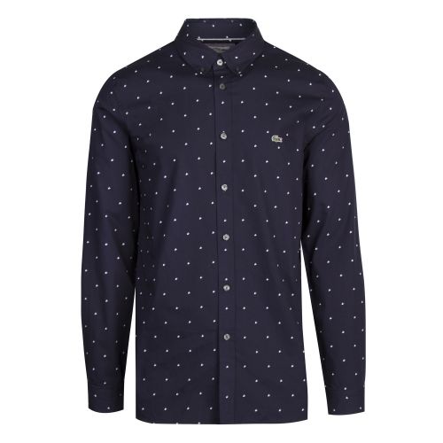 Mens Navy/White Printed Slim Fit L/s Shirt 48743 by Lacoste from Hurleys