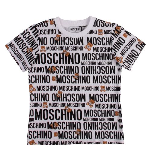 Boys Optic White Logo Toy Print S/s T Shirt 58397 by Moschino from Hurleys