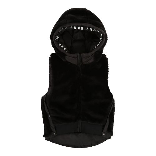 Girls Black Reversible Hooded Gilet 45360 by DKNY from Hurleys
