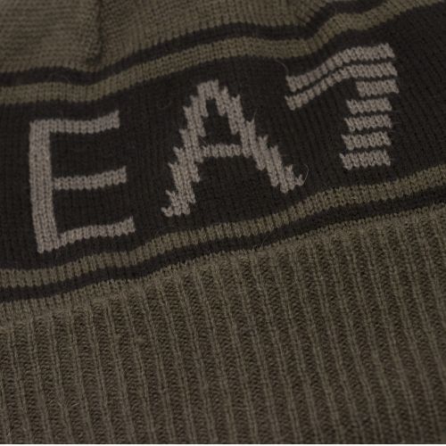 Mens Forest Green Branded Bobble Hat 33858 by EA7 from Hurleys