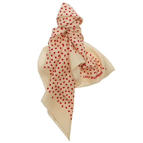 Womens Porcelain & Red Print Silk Scarf 72747 by Lulu Guinness from Hurleys