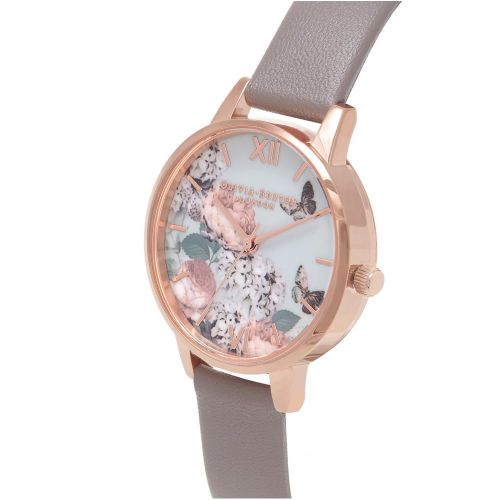 Womens London Grey & Rose Gold Signature Floral Midi Dial Watch 26051 by Olivia Burton from Hurleys