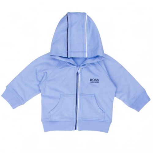Baby Pale Blue Hooded Zip Sweat Top 13162 by BOSS from Hurleys