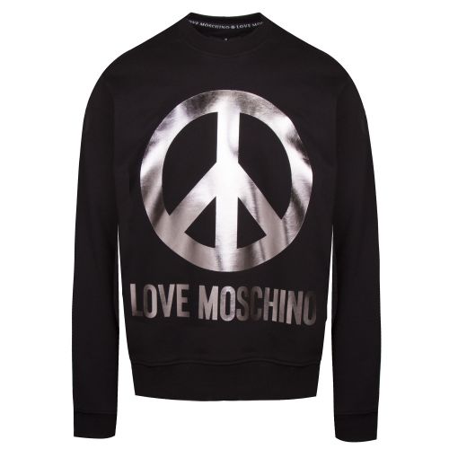Mens Black Metallic Peace Regular Fit Sweatshirt 35244 by Love Moschino from Hurleys