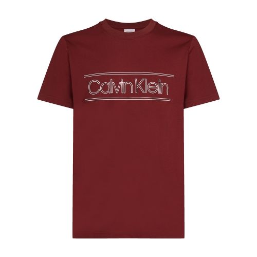 Mens Cabernet Horizontal Stripe Logo S/s T Shirt 49902 by Calvin Klein from Hurleys