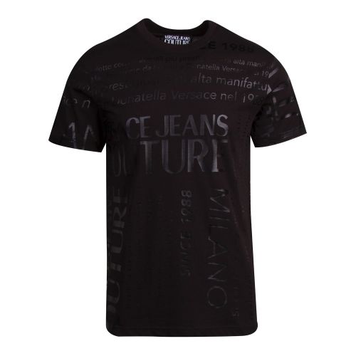 Mens Black Tonal All Over Logo Slim Fit S/s T Shirt 75710 by Versace Jeans Couture from Hurleys