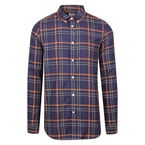 Mens Inky Blue Check Tailored Fit L/s Shirt 48607 by PS Paul Smith from Hurleys