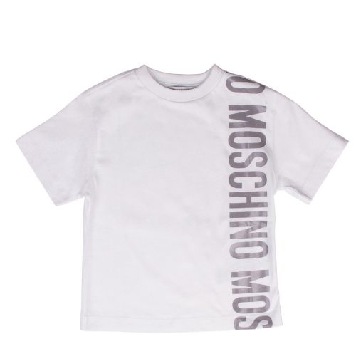 Boys White Tonal Branded S/s T Shirt 36101 by Moschino from Hurleys