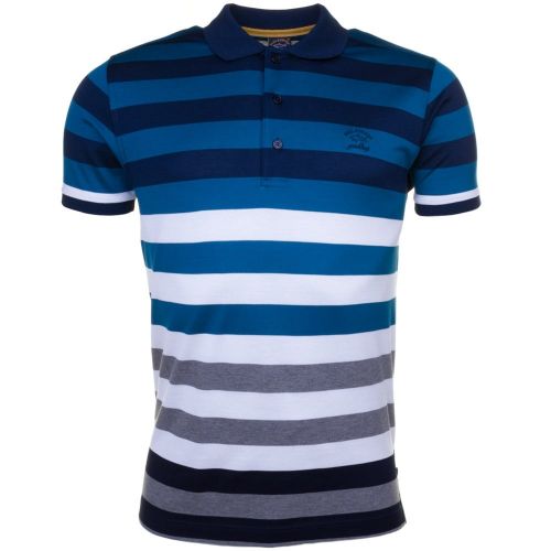 Paul & Shark Mens Blue Assorted Striped Shark Fit S/s Polo Shirt 65010 by Paul And Shark from Hurleys