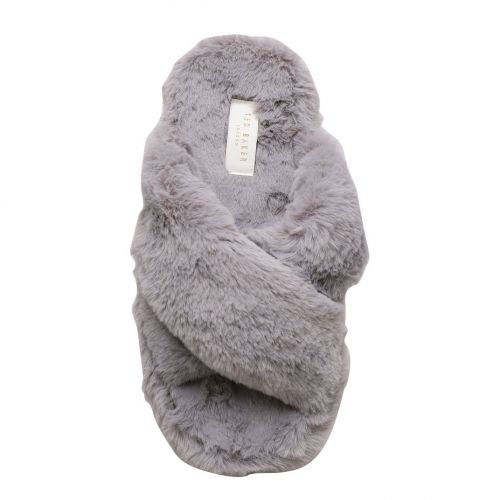 Womens Light Grey Lopply Faux Fur Cross Slippers 96952 by Ted Baker from Hurleys
