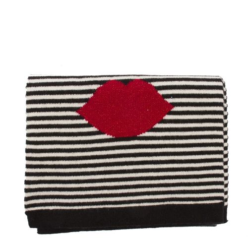 Womens Black/Ivory Striped Lip Scarf 27808 by Lulu Guinness from Hurleys