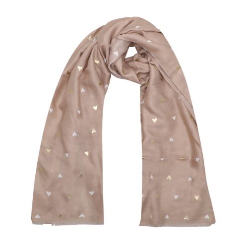 Womens Taupe/White/Gold Small Heart Scarf 102736 by Katie Loxton from Hurleys
