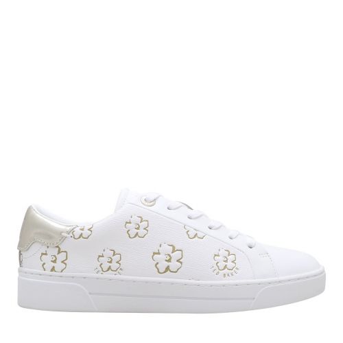 Womens White/Gold Taliy Magnolia Cupsole Trainers 103147 by Ted Baker from Hurleys
