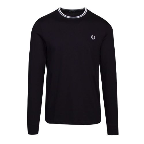 Mens Sage/Navy Twin Tipped L/s T Shirt 91941 by Fred Perry from Hurleys