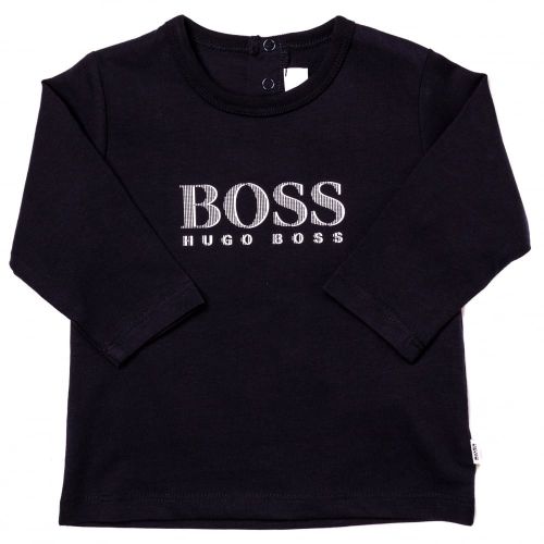 Baby Navy Basic Branded L/s Tee Shirt 65313 by BOSS from Hurleys