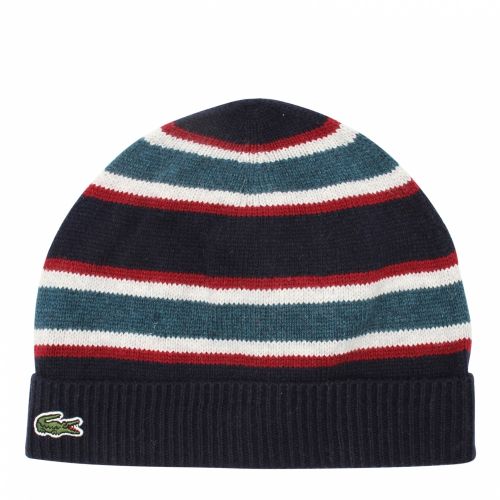 Boys Navy/Green Knitted Stripe Hat 50425 by Lacoste from Hurleys