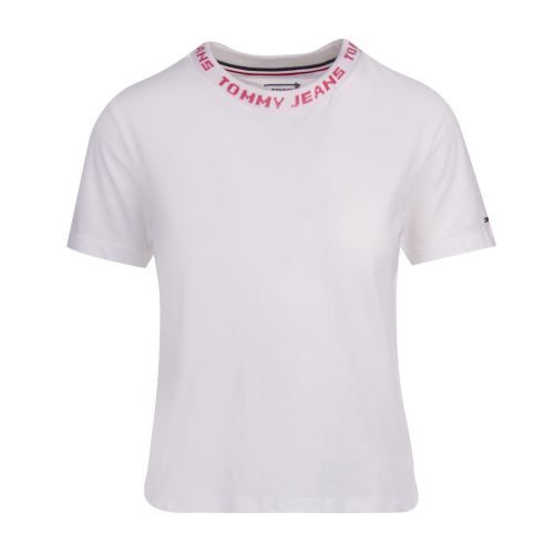 Womens White Branded Neck S/s T Shirt 79791 by Tommy Jeans from Hurleys