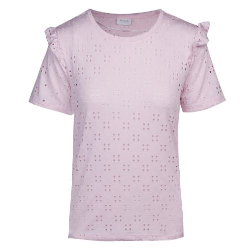 Womens Lilac Snow Vimsa Broderie Anglaise S/s T Shirt 35829 by Vila from Hurleys