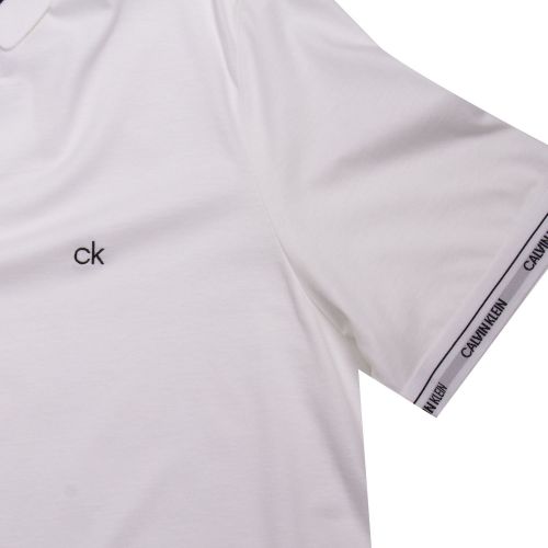 Calvin Klein Mens Bright White Liquid Touch Logo Cuff S/s Polo Shirt 76131 by Calvin Klein from Hurleys