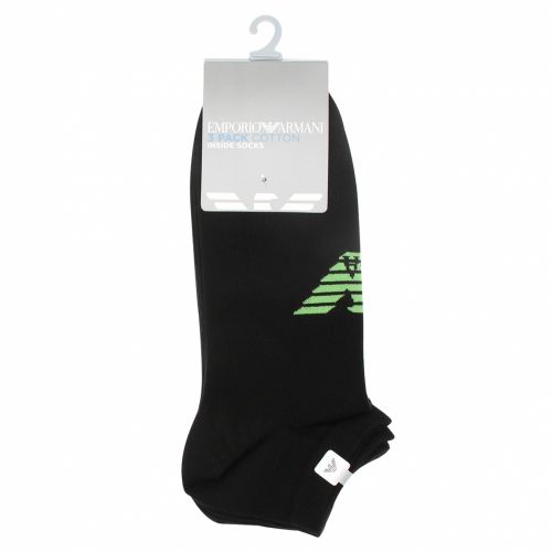 Mens Black/Multicoloured 3 Pack Trainer Socks 37246 by Emporio Armani Bodywear from Hurleys