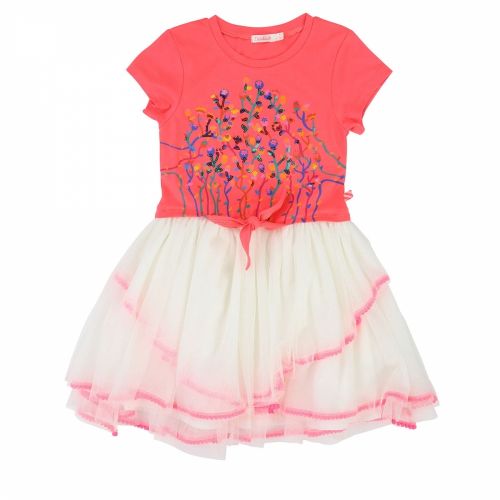 Girls Pink/White Floral Mesh Skirt Dress 36573 by Billieblush from Hurleys