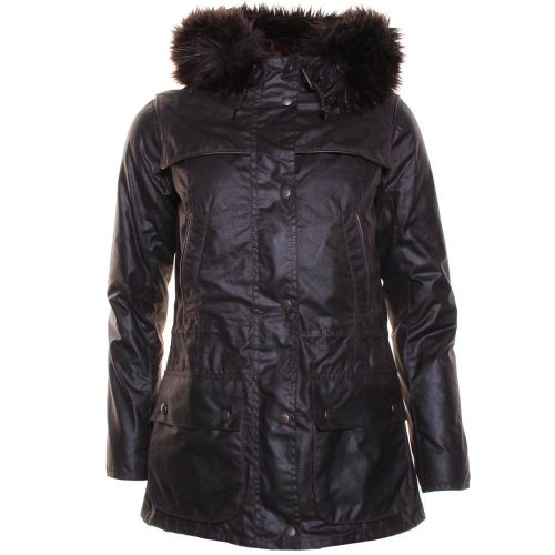 Womens Rustic Ratio Hooded Waxed Jacket 70942 by Barbour Range Rover Collection from Hurleys