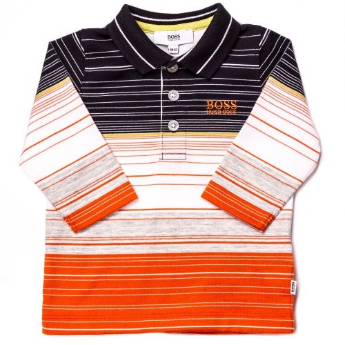 Baby Orange Mixed Stripe L/s Polo Shirt 65342 by BOSS from Hurleys