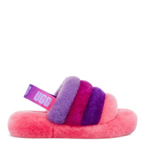Kids Pink/Purple Rainbow Fluff Yeah Slippers (12-5) 87447 by UGG from Hurleys