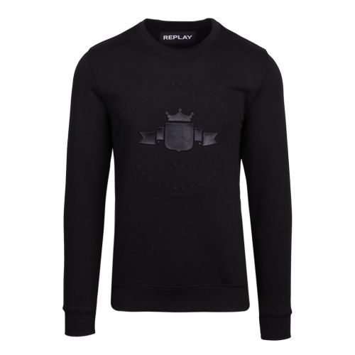 Mens Black Circle Logo Sweat Top 96769 by Replay from Hurleys
