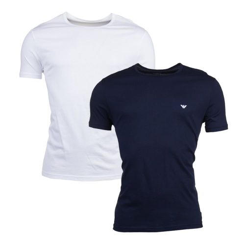 Mens Marine & White 2 Pack Reg Fit Tee Shirts 7033 by Emporio Armani from Hurleys