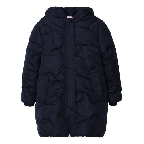 Girls Navy Heart Quilted Hooded Coat 75223 by Billieblush from Hurleys