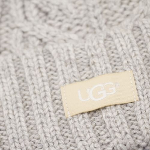 Womens Light Grey Cable Pom Beanie Hat 32419 by UGG from Hurleys