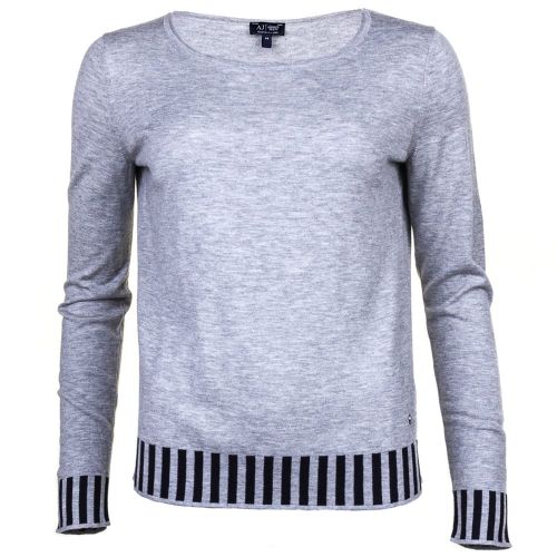 Womens Grey Contrast Detail Knitted Jumper 58972 by Armani Jeans from Hurleys
