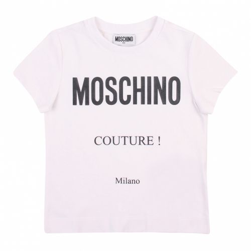 Boys Optical White Branded S/s T Shirt 47382 by Moschino from Hurleys