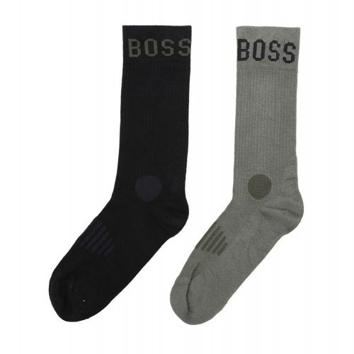 Mens Black/Khaki 2 Pack Sport Socks 98595 by BOSS from Hurleys