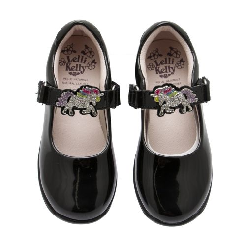Girls Black Patent Blossom Unicorn F Fit Shoes (26-37) 53375 by Lelli Kelly from Hurleys