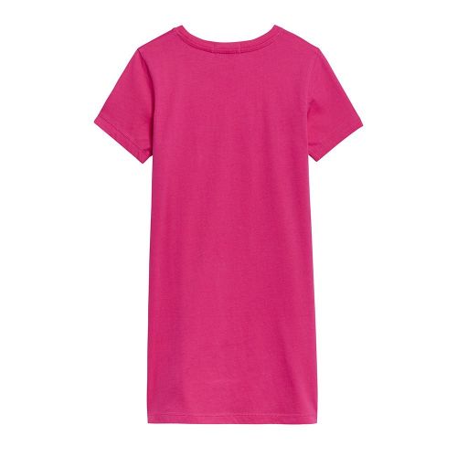Girls Hot Magenta Repeat Foil Logo T Shirt Dress 90605 by Calvin Klein from Hurleys