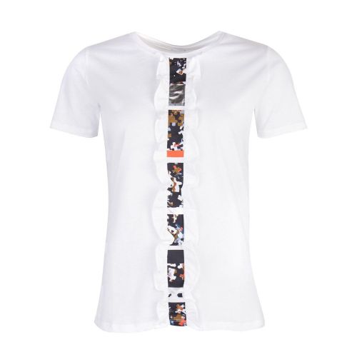 Casual Womens White Tejules Frill S/s T Shirt 26556 by BOSS from Hurleys
