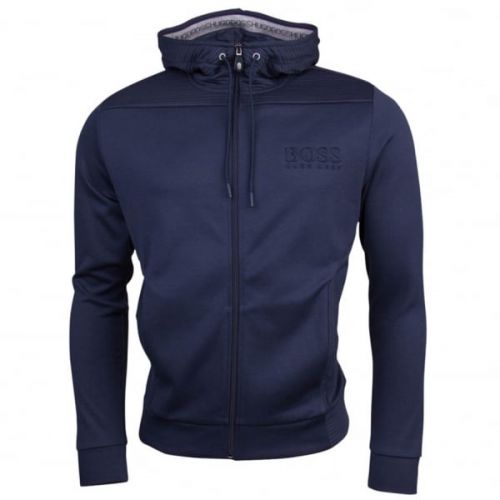 Mens Navy Saggy Hooded Zip Sweat Top 15160 by BOSS from Hurleys