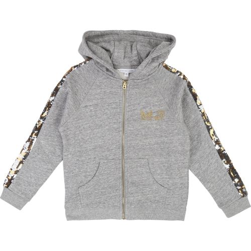 Girls Grey Sequin Trim Hooded Zip Through Sweat Jacket 28517 by Marc Jacobs from Hurleys