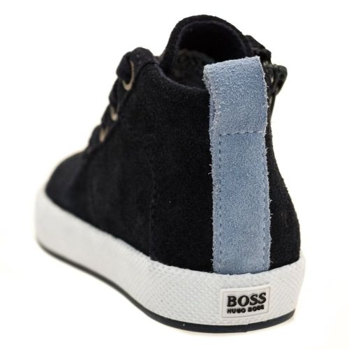 Baby Navy Suede Hi Tops (17-26) 65380 by BOSS from Hurleys