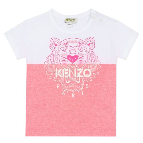 Girls Neon Pink Tiger Mix S/s T Shirt 53669 by Kenzo from Hurleys