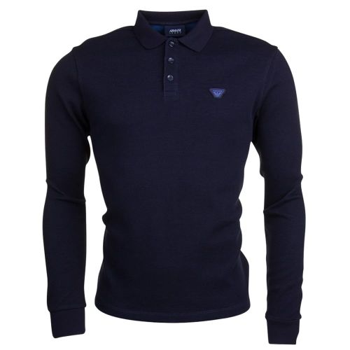 Mens Navy Small Logo L/s Polo Shirt 11046 by Armani Jeans from Hurleys
