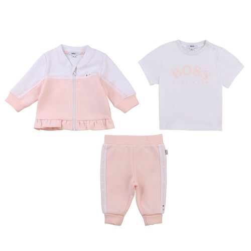 Baby Pink 3 Piece Tracksuit Gift Set 83609 by BOSS from Hurleys