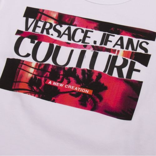Womens White Ripped Logo Short S/s T Shirt 55198 by Versace Jeans Couture from Hurleys