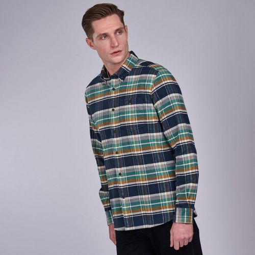 Mens Navy/Green Rocky Check L/s Shirt 77841 by Barbour Steve McQueen Collection from Hurleys