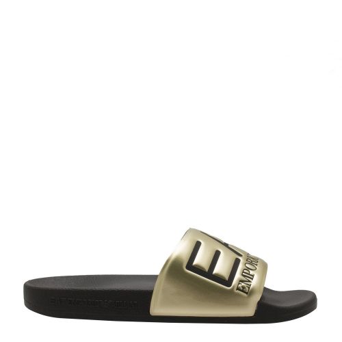 Boys Gold/Black Visibility Logo Slides (34-39) 38110 by EA7 from Hurleys