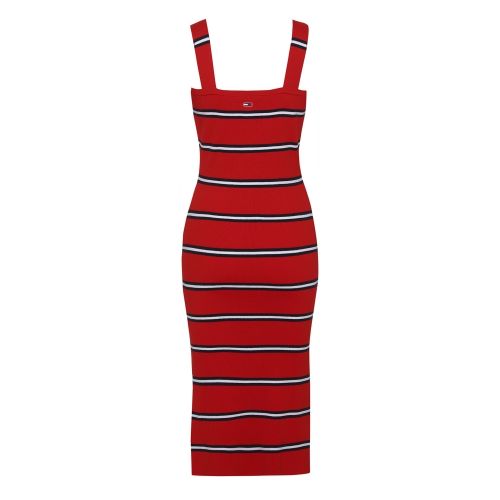 Womens Flame Scarlet Knitted Stripe Midi Dress 43628 by Tommy Jeans from Hurleys