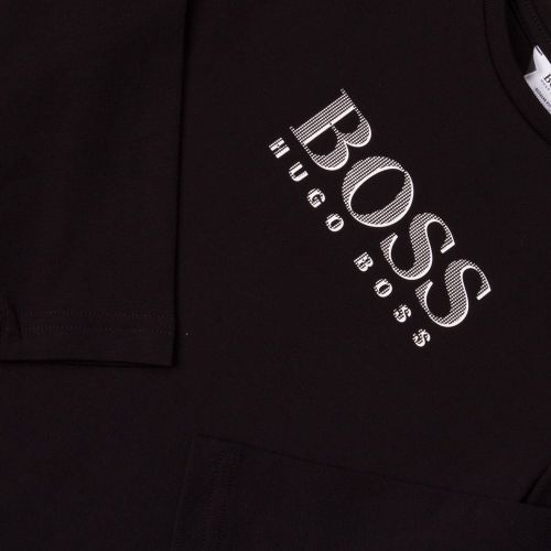 Boys Black Branded L/s Tee Shirt 65404 by BOSS from Hurleys