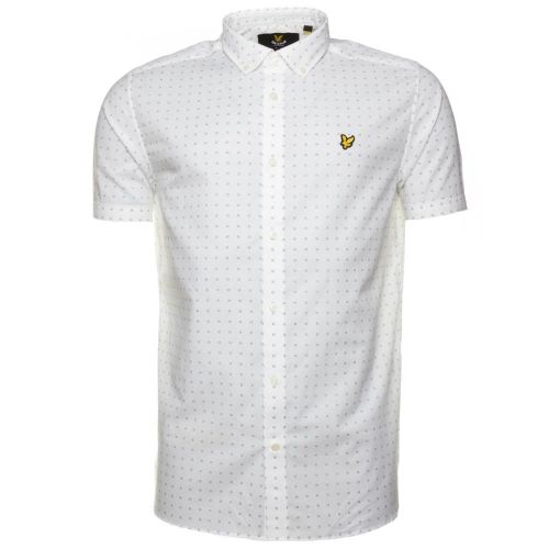 Mens White Square Dot Print S/s Shirt 56598 by Lyle and Scott from Hurleys